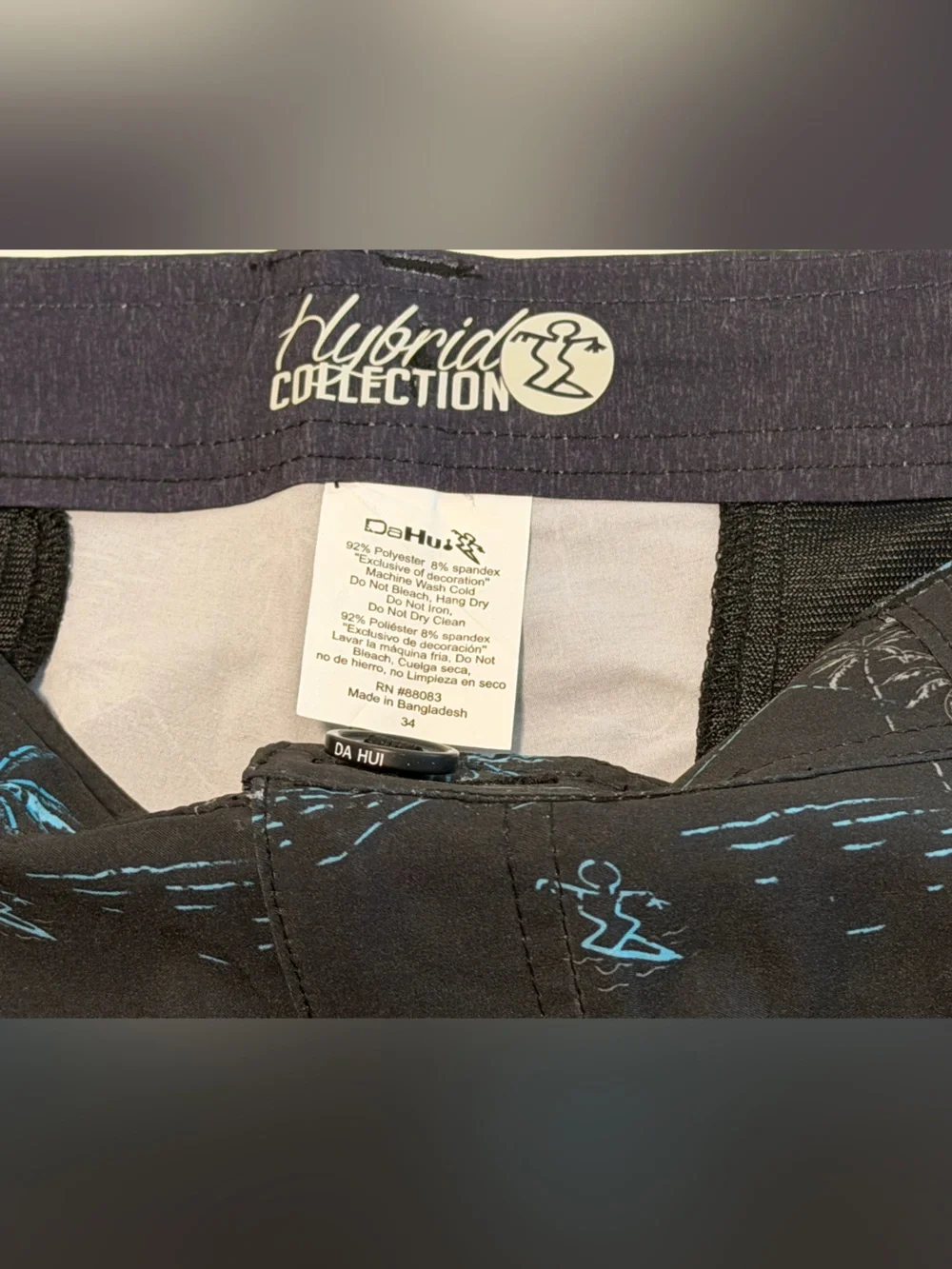 Da Hui Board Shorts with Teal Palm Print